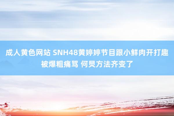 成人黄色网站 SNH48黄婷婷节目跟小鲜肉开打趣被爆粗痛骂 何炅方法齐变了