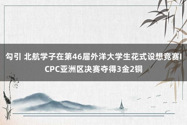 勾引 北航学子在第46届外洋大学生花式设想竞赛ICPC亚洲区决赛夺得3金2铜