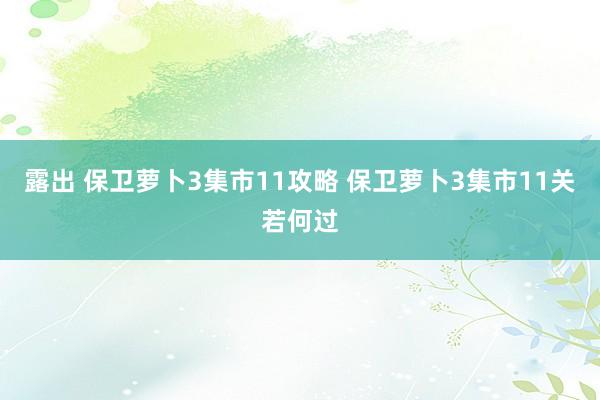 露出 保卫萝卜3集市11攻略 保卫萝卜3集市11关若何过