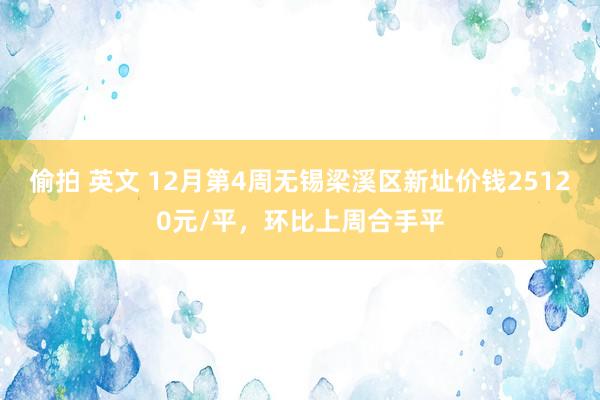 偷拍 英文 12月第4周无锡梁溪区新址价钱25120元/平，环比上周合手平